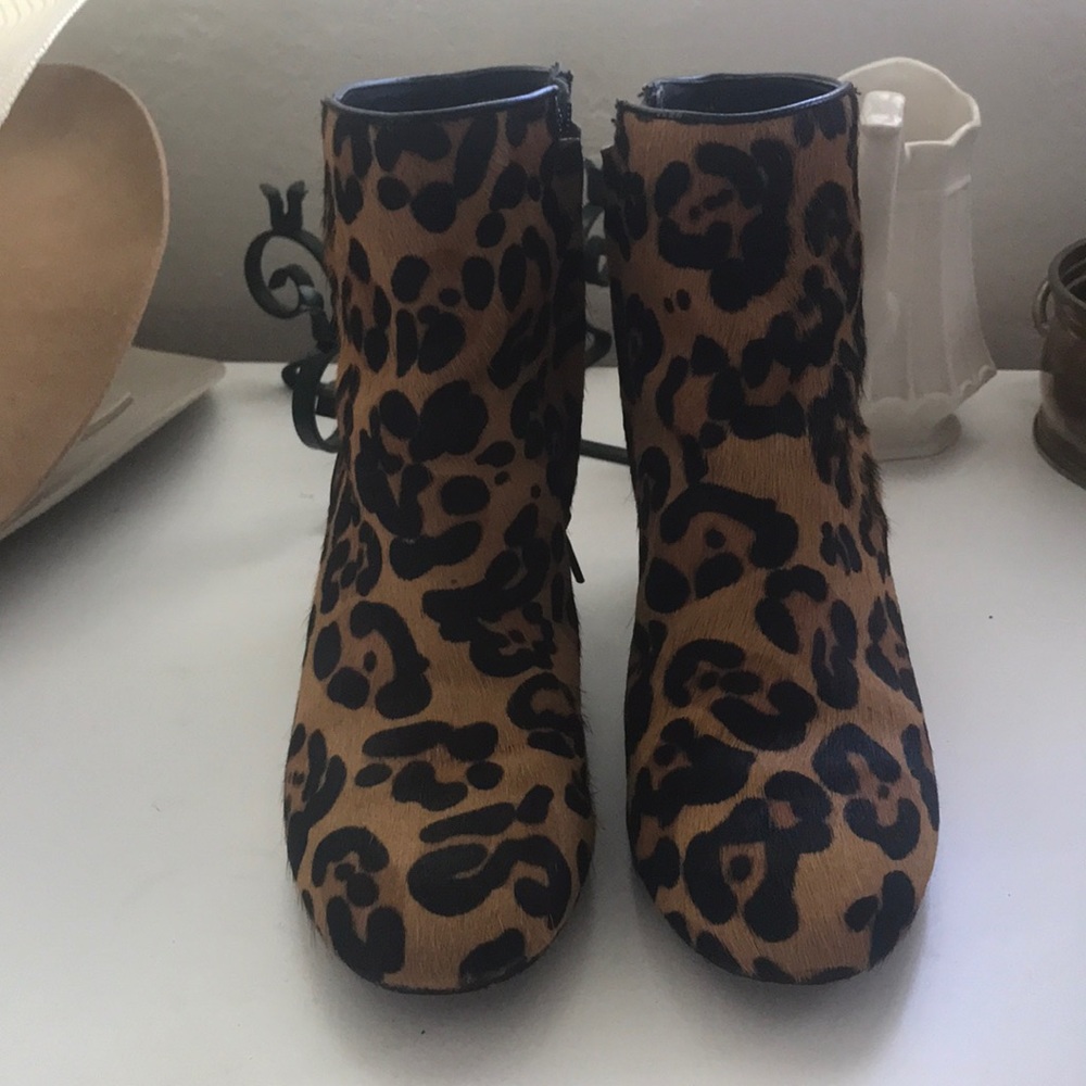 Urban outfitters leopard calf hair boots